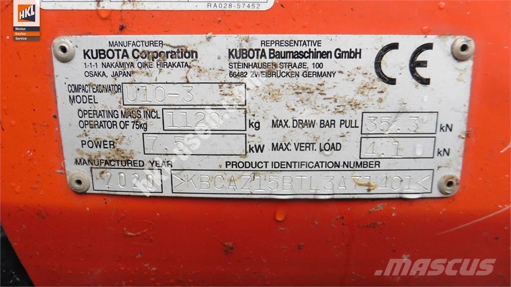 Kubota U 10-3 Mini bageri <7t