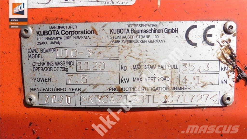Kubota U 10-3 Mini bageri <7t