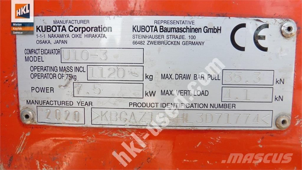 Kubota U 10-3 Mini bageri <7t