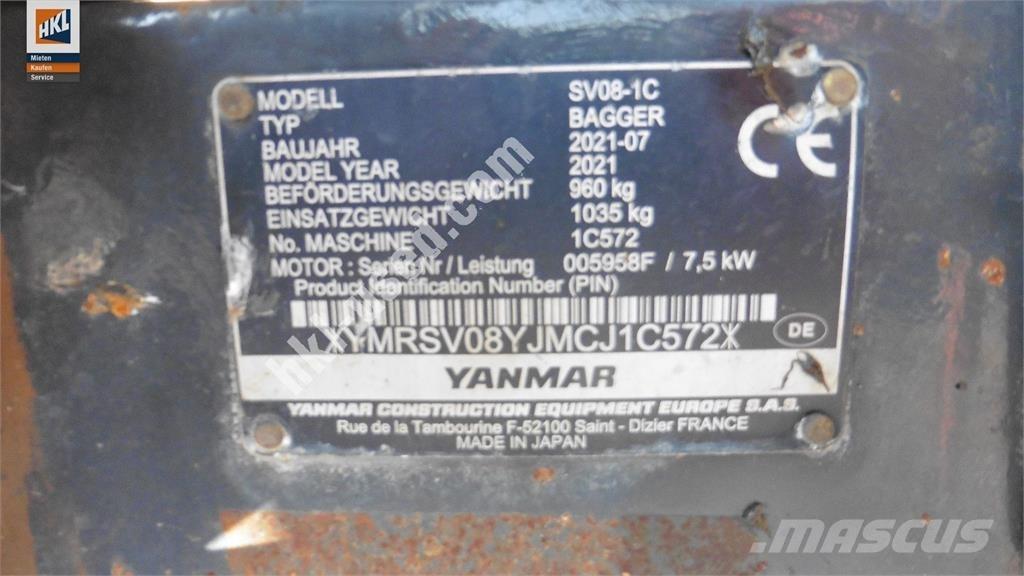 Yanmar SV 08-1C Mini bageri <7t