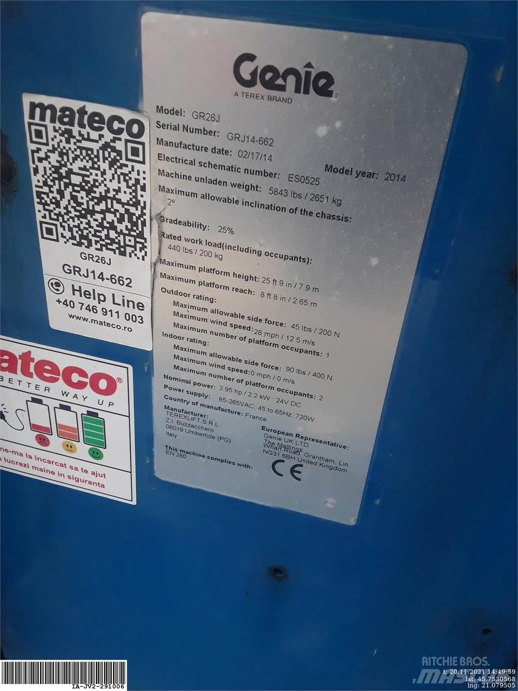Genie GR26J Vertikalne radne podizne platforme