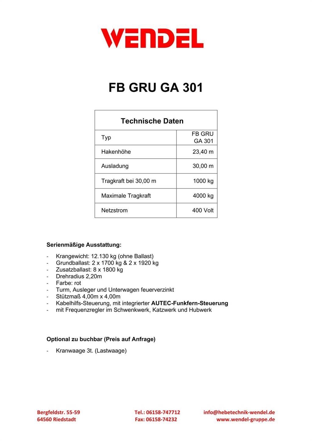 FB GRU GA 301 Toranjski kranovi