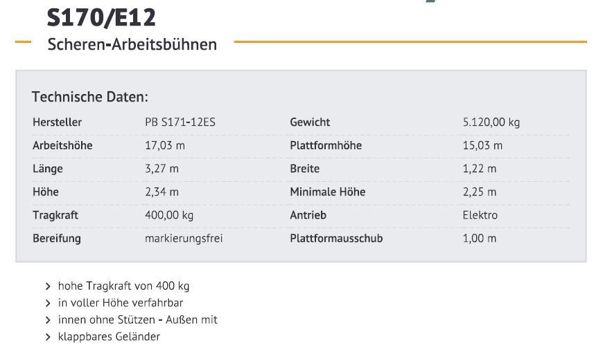 PB S171-12ES Škaraste platforme