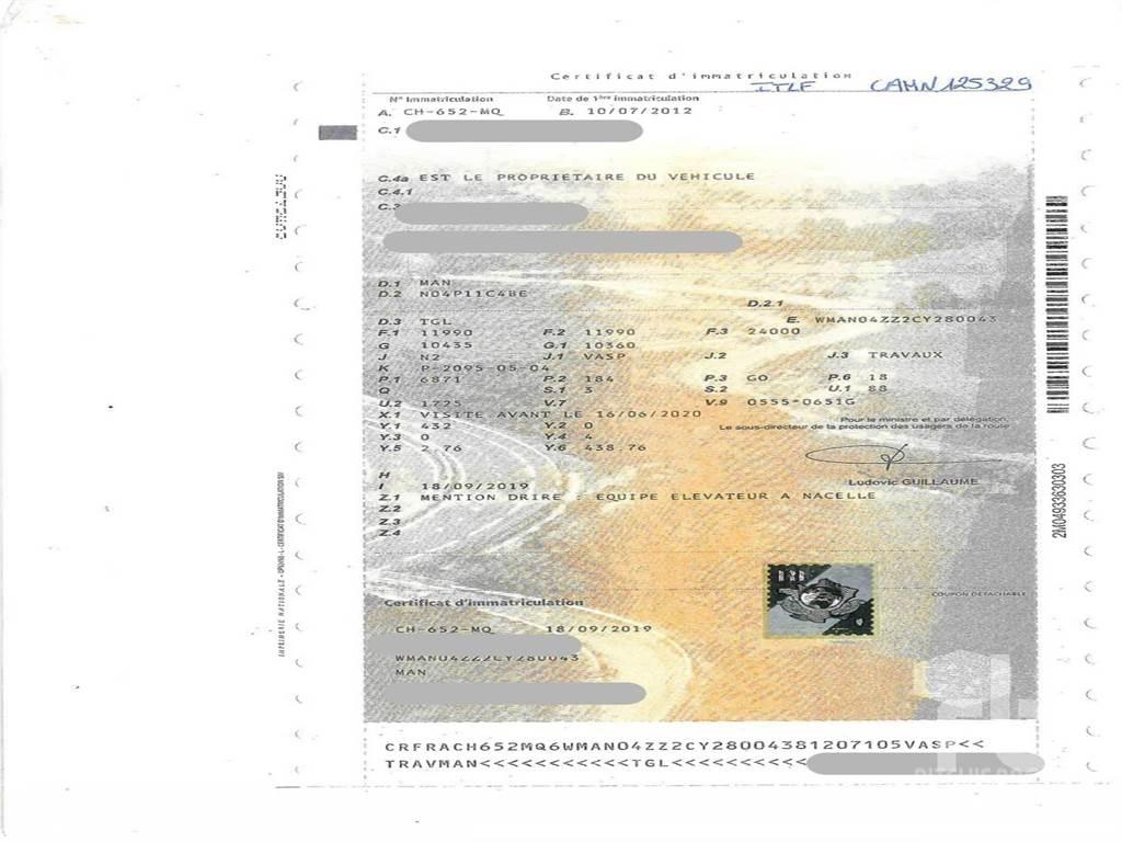 MAN TGL12.250 Vučne prikolice se podiznom košarom