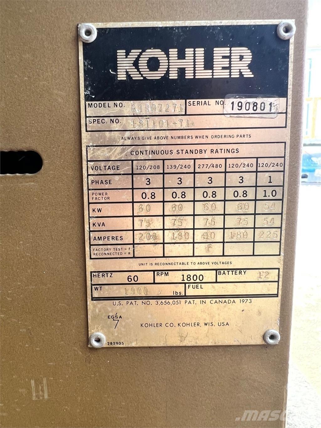 Kohler 60kW Dizel agregati