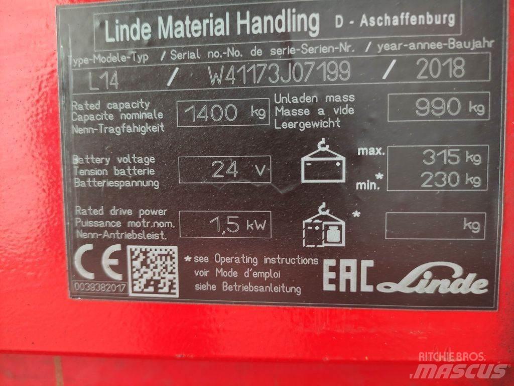 Linde L14i Ručni električni viličar
