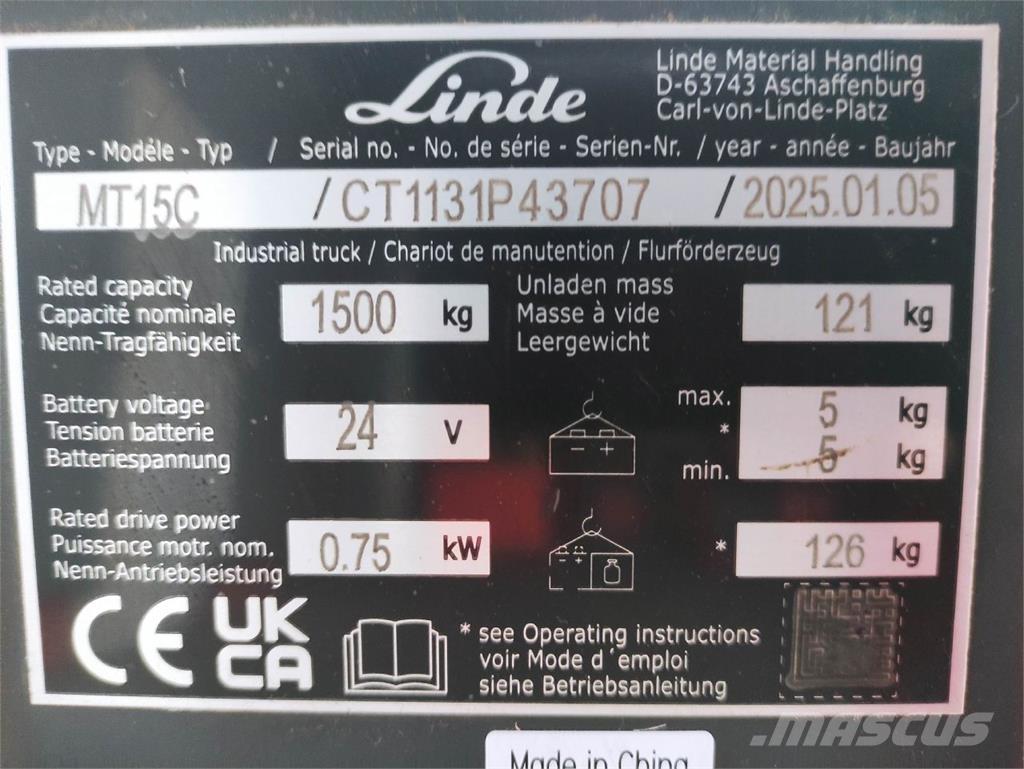 Linde MT15C Nisko podizni električni viličar