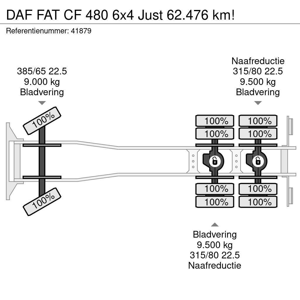 DAF FAT CF 480 6x4 Just 62.476 km! Rol kiper kamioni s kukama za dizanje