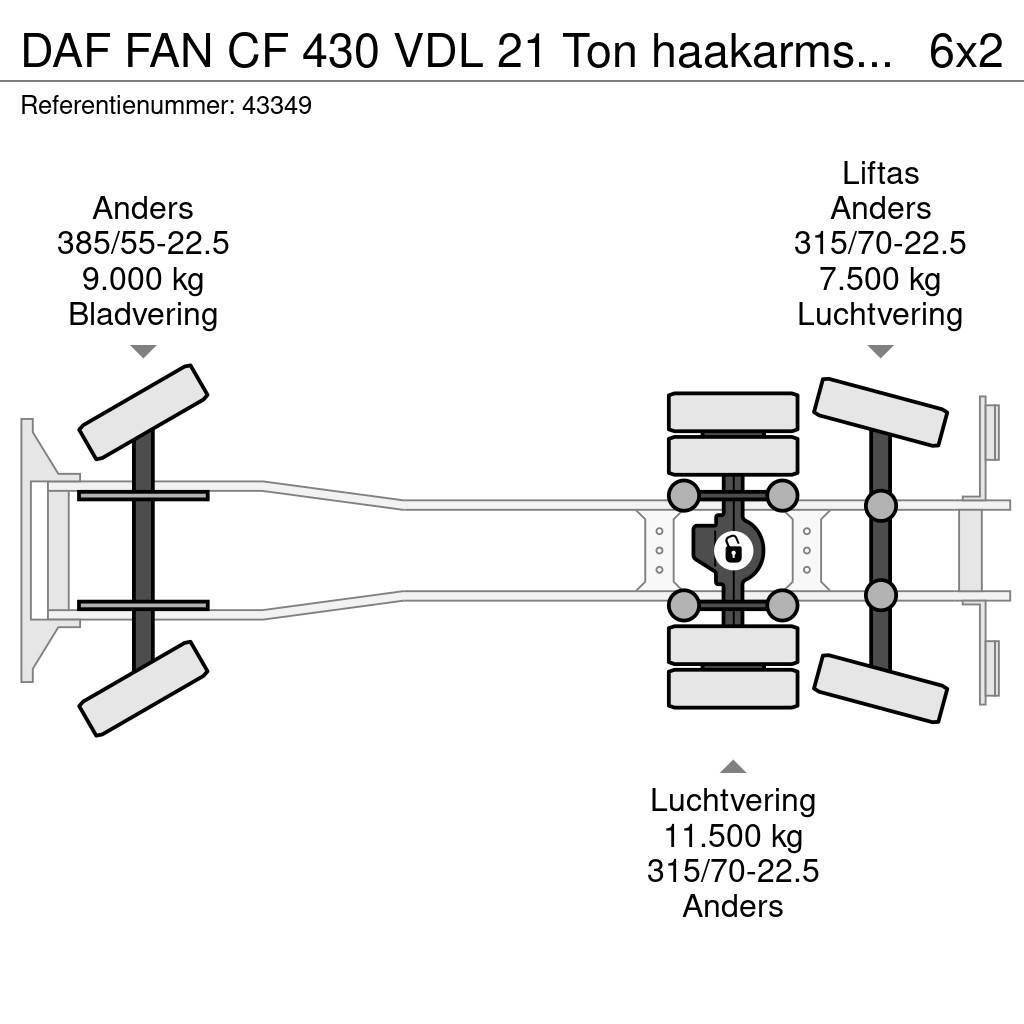 DAF FAN CF 430 VDL 21 Ton haakarmsysteem Rol kiper kamioni s kukama za dizanje