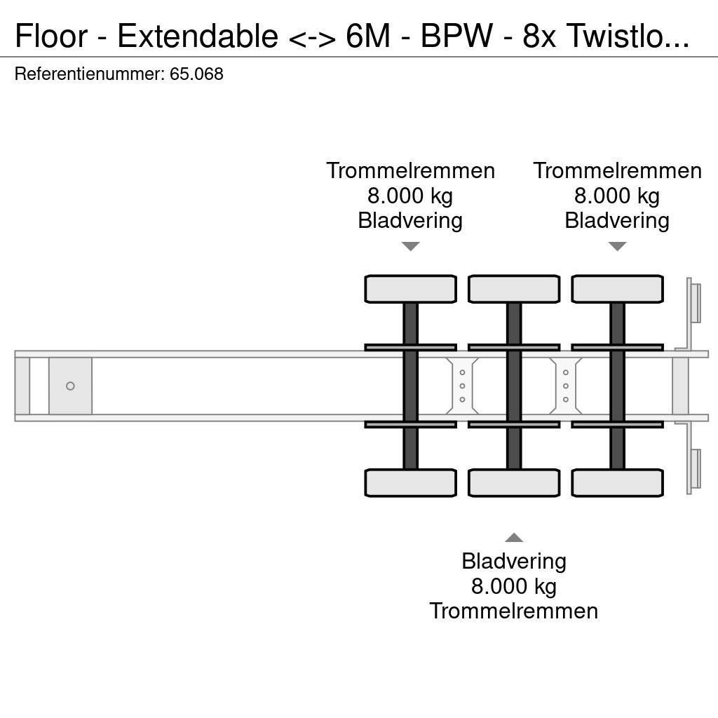 Floor - Extendable <-> 6M - BPW - 8x Twistlock - Spring Nisko-utovarne poluprikolice