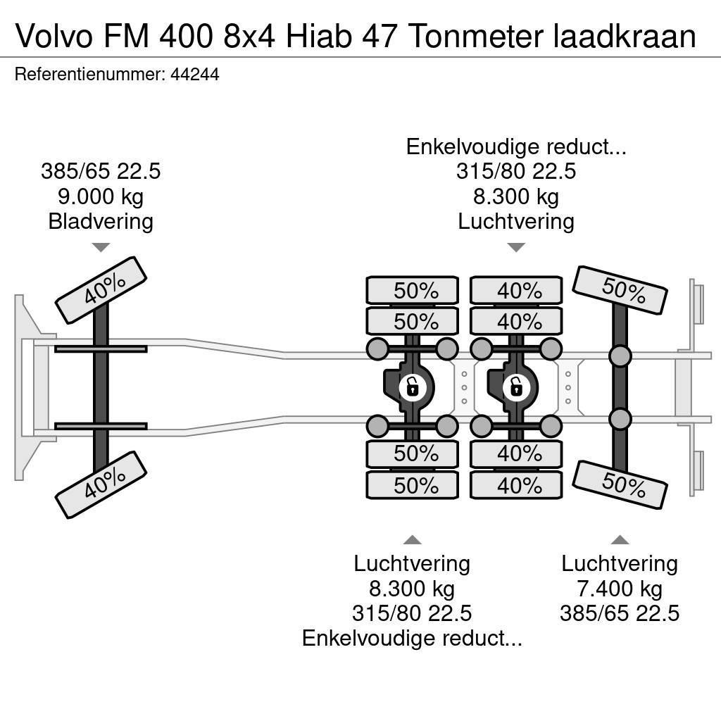 Volvo FM 400 8x4 Hiab 47 Tonmeter laadkraan Rabljene dizalice za težak teren