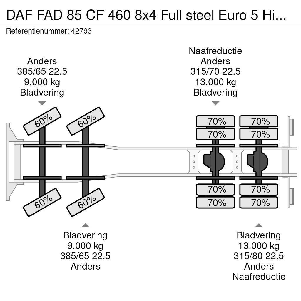 DAF FAD 85 CF 460 8x4 Full steel Euro 5 Hiab 20 Tonmet Rol kiper kamioni s kukama za dizanje