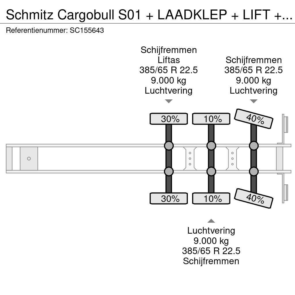 Schmitz Cargobull S01 + LAADKLEP + LIFT + STUURAS Poluprikolice sa ceradom