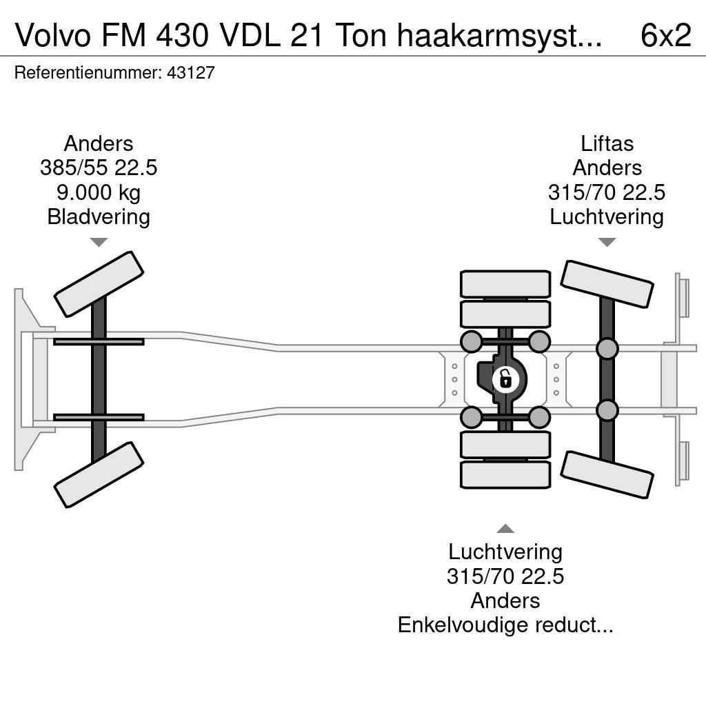 Volvo FM 430 VDL 21 Ton haakarmsysteem Rol kiper kamioni s kukama za dizanje