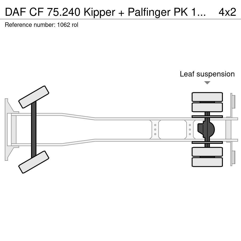 DAF CF 75.240 Kipper + Palfinger PK 10500 Crane Perfec Rol kiper kamioni s kukama za dizanje