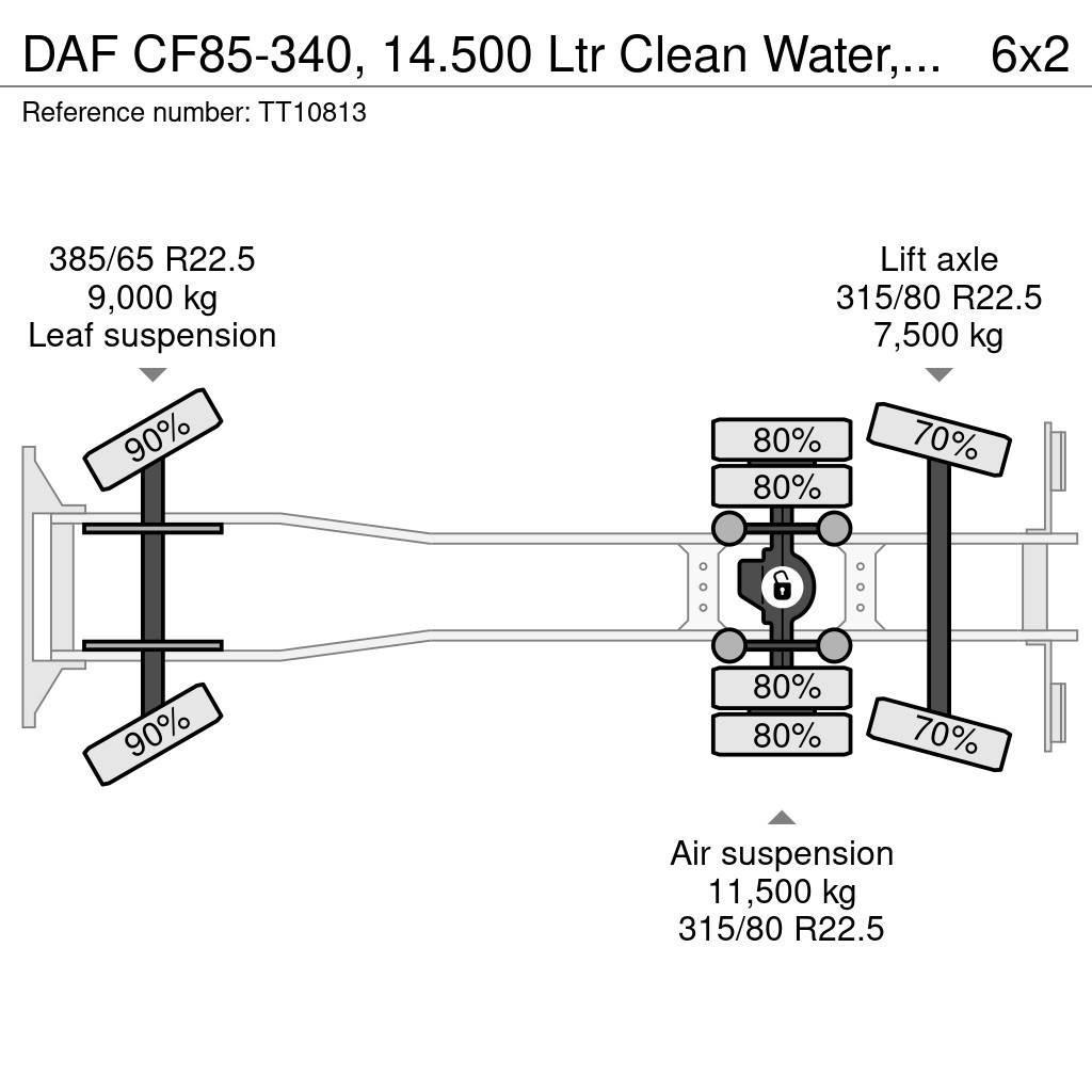 DAF CF85-340, 14.500 Ltr Clean Water, High-Pressure, E Kamioni cisterne