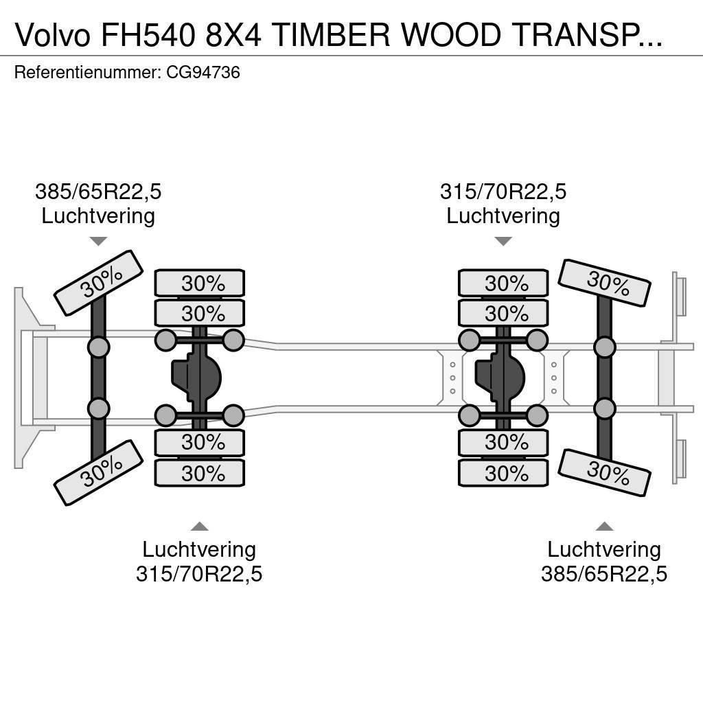 Volvo FH540 8X4 TIMBER WOOD TRANSPORT COMBI WITH TRAILER Rabljene dizalice za težak teren