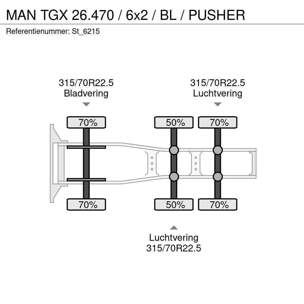 MAN TGX 26.470 / 6x2 / BL / PUSHER Tractor Units