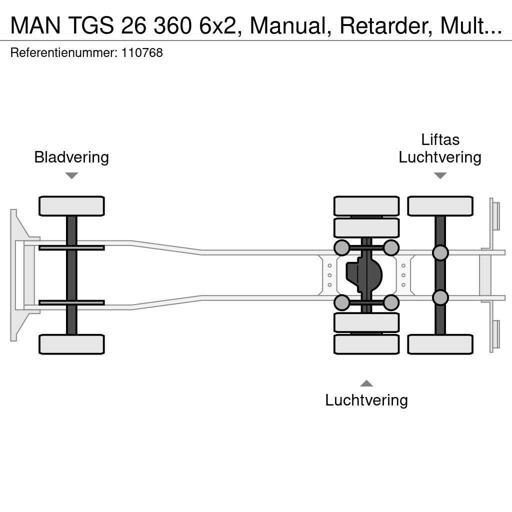 MAN TGS 26 360 6x2, Manual, Retarder, Multilift Rol kiper kamioni s kukama za dizanje
