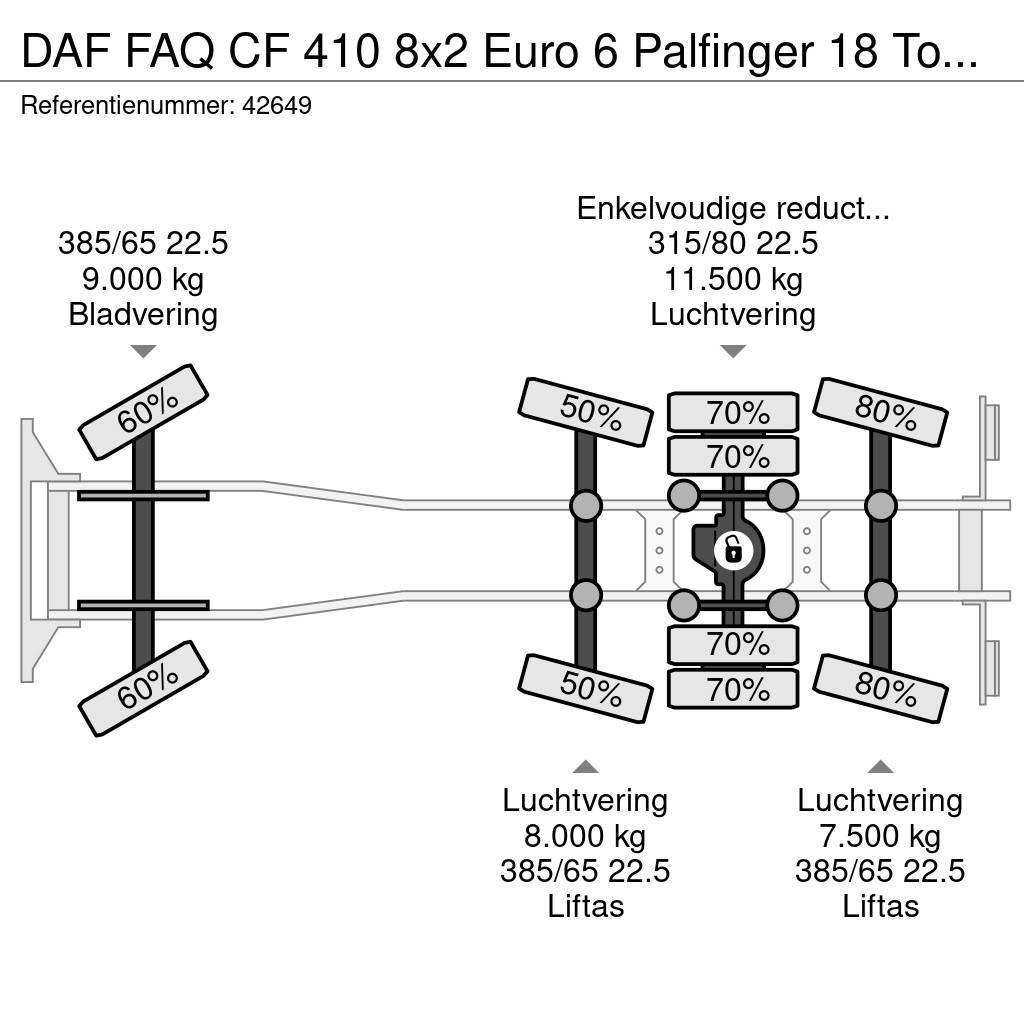 DAF FAQ CF 410 8x2 Euro 6 Palfinger 18 Tonmeter Z-kraa Rol kiper kamioni s kukama za dizanje