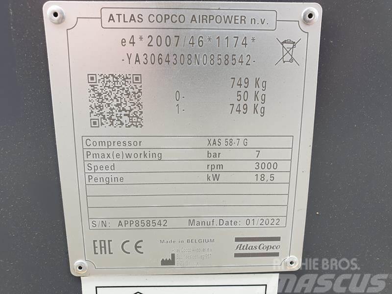 Atlas Copco XAS 58-7 G 6 WHEELS N.B. Kompresori