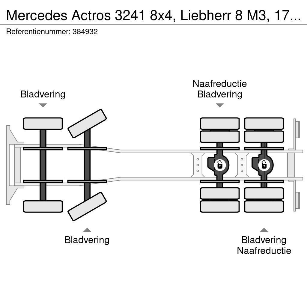 Mercedes-Benz Actros 3241 8x4, Liebherr 8 M3, 17 mtr belt, Remot Kamioni mikseri za beton