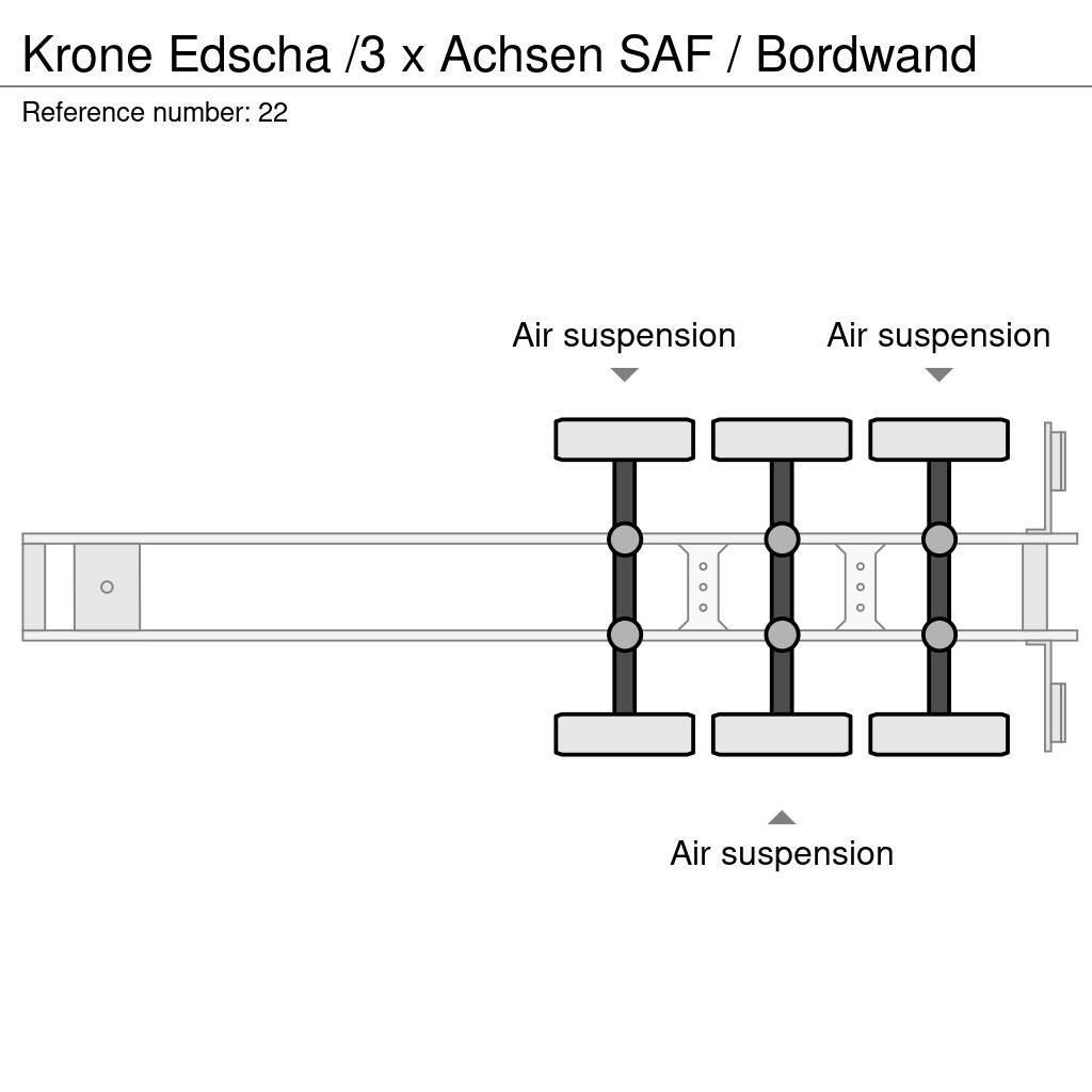 Krone Edscha /3 x Achsen SAF / Bordwand Poluprikolice sa ceradom