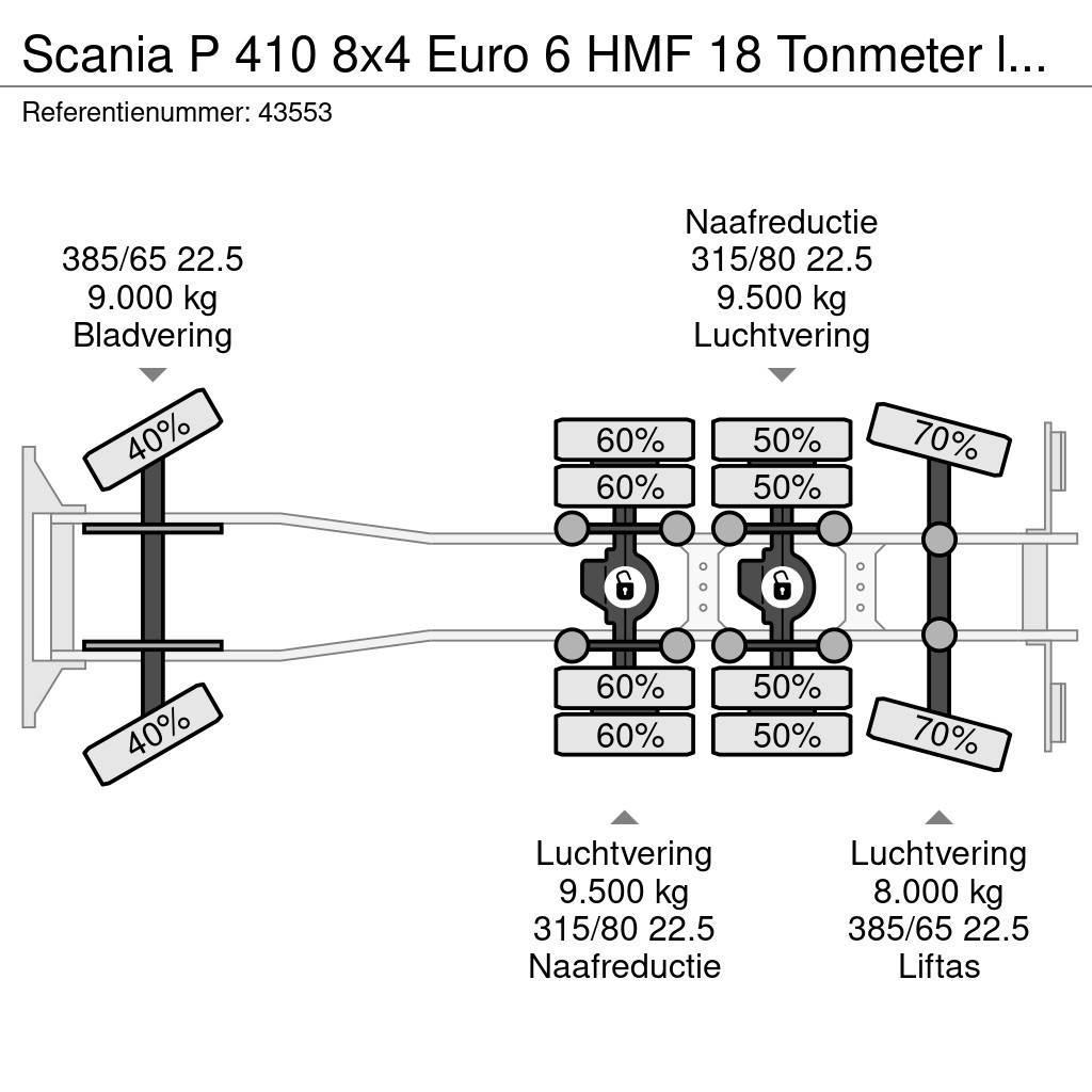 Scania P 410 8x4 Euro 6 HMF 18 Tonmeter laadkraan Kiper kamioni
