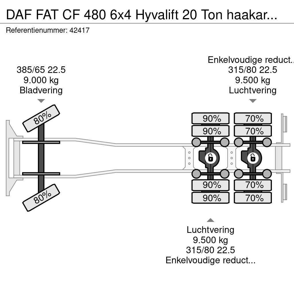 DAF FAT CF 480 6x4 Hyvalift 20 Ton haakarmsysteem Rol kiper kamioni s kukama za dizanje