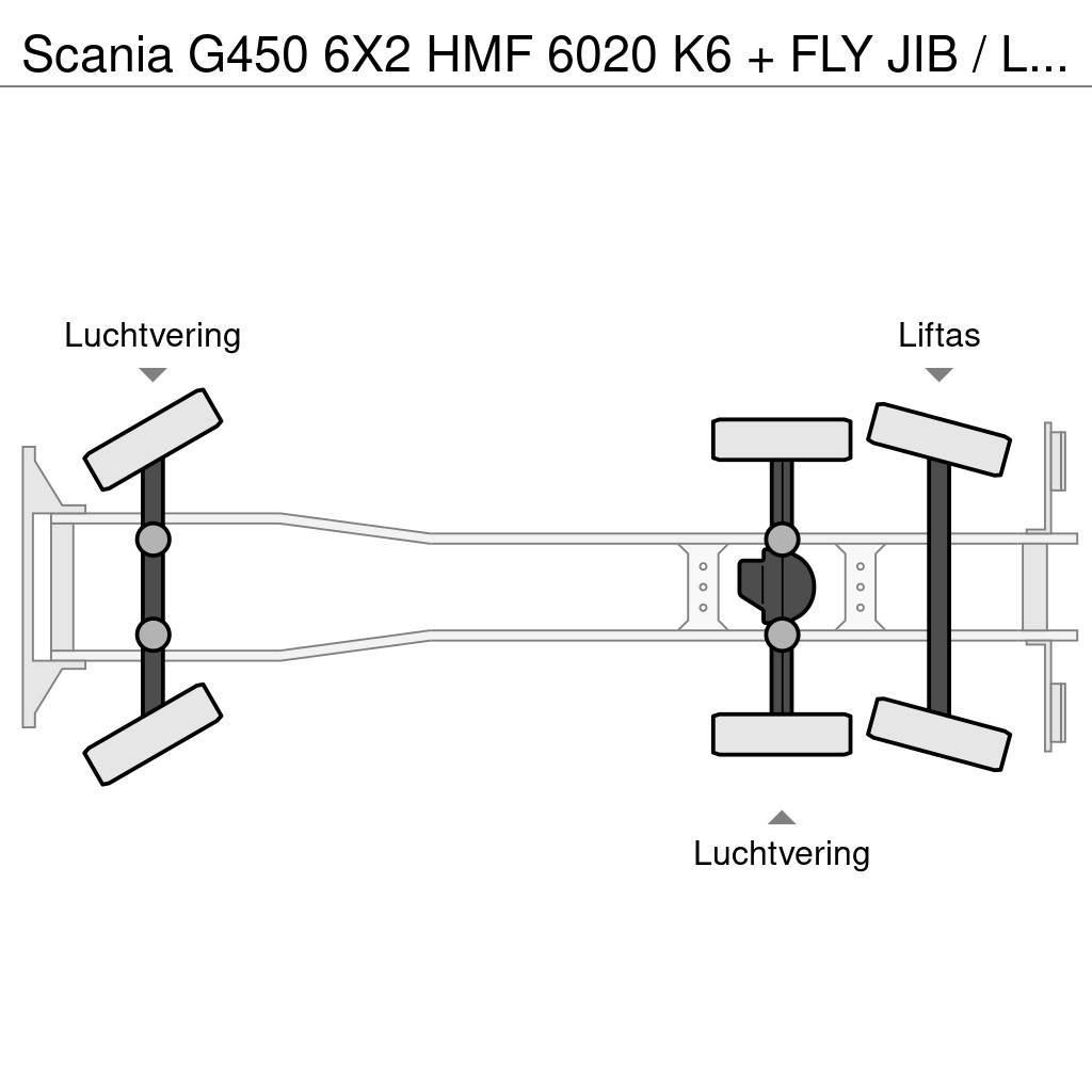 Scania G450 6X2 HMF 6020 K6 + FLY JIB / LIER / WINCH / 60 Rabljene dizalice za težak teren