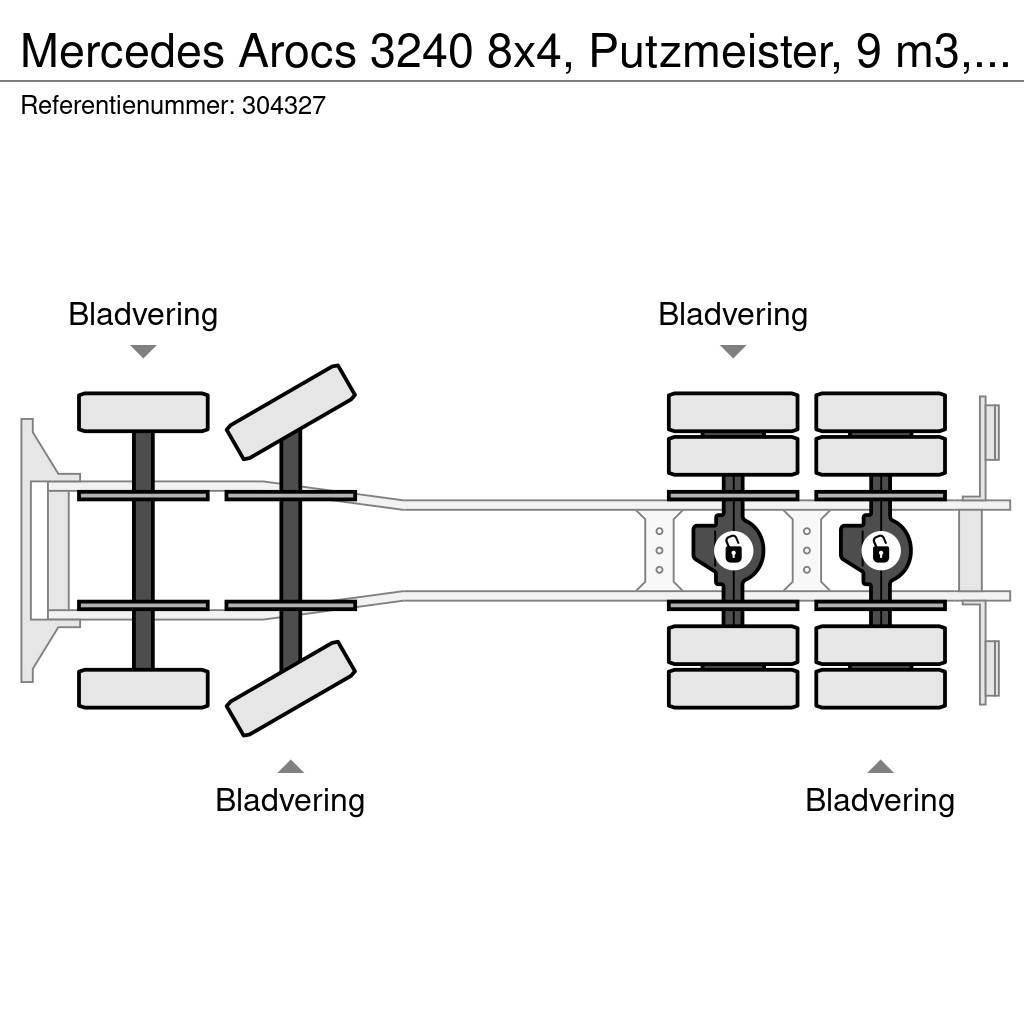 Mercedes-Benz Arocs 3240 8x4, Putzmeister, 9 m3, EURO 6 Kamioni mikseri za beton