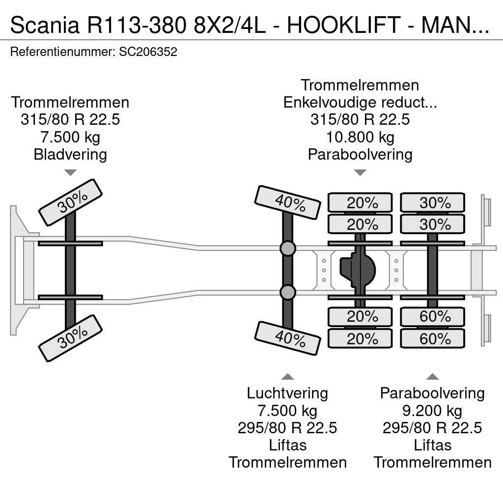 Scania R113-380 8X2/4L - HOOKLIFT - MANUAL GEARBOX Rol kiper kamioni s kukama za dizanje