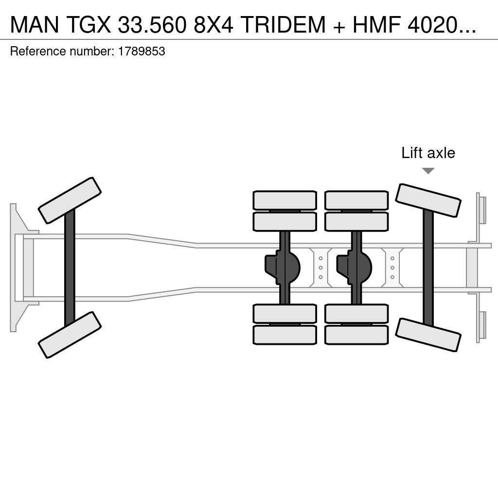 MAN TGX 33.560 8X4 TRIDEM + HMF 4020-K8 KRAAN/KRAN/CRA Kamioni sa kranom