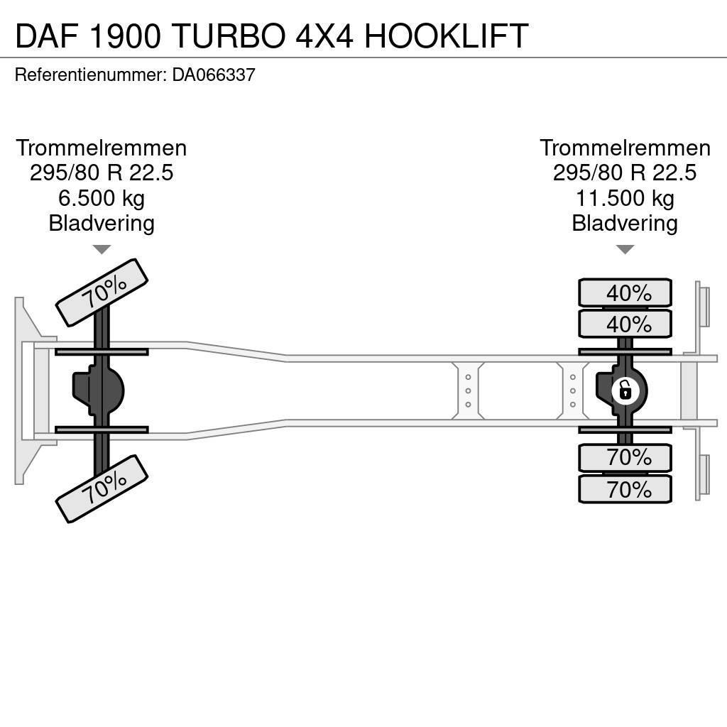 DAF 1900 TURBO 4X4 HOOKLIFT Rol kiper kamioni s kukama za dizanje