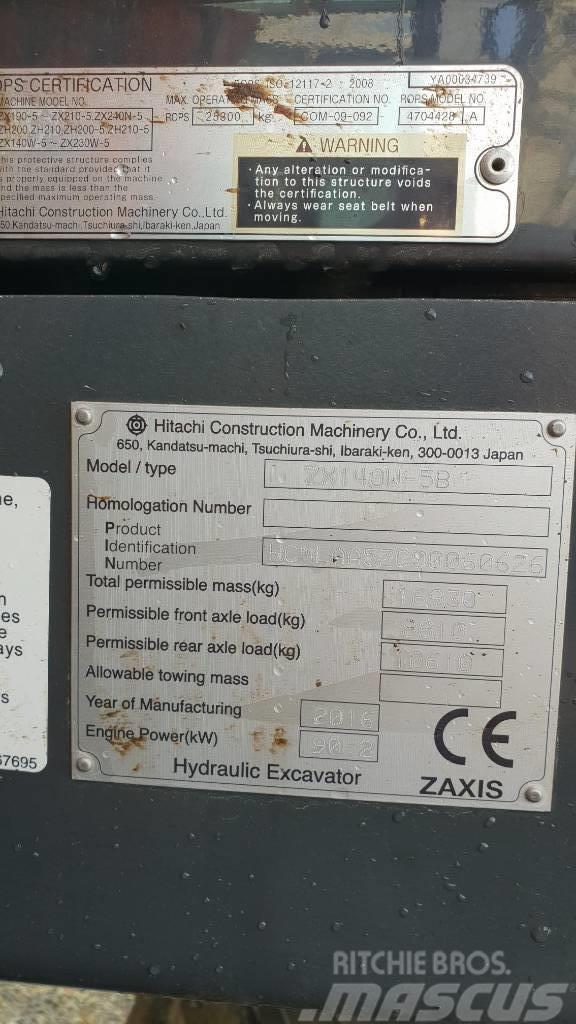 Hitachi ZX140W Wheeled excavators