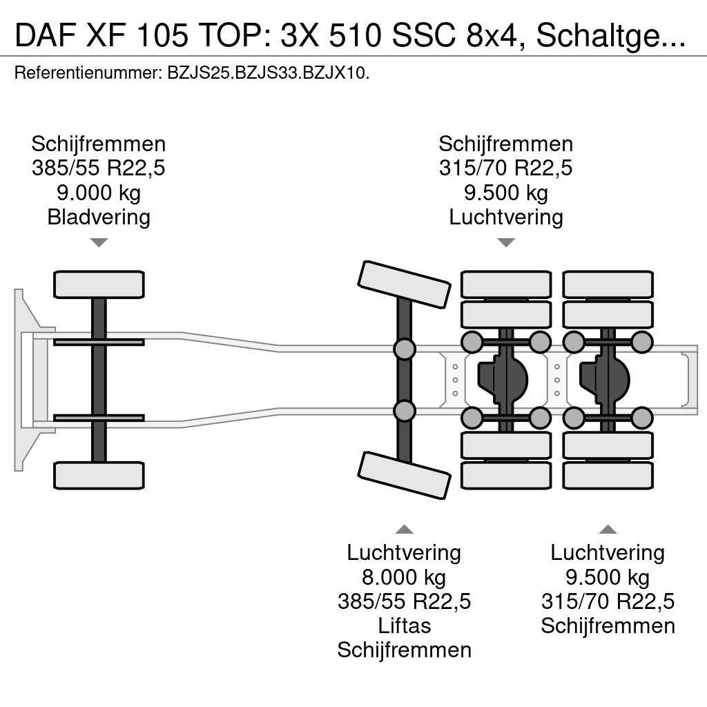 DAF XF 105 TOP: 3X 510 SSC 8x4, Schaltgetriebe, RETARD Traktorske jedinice