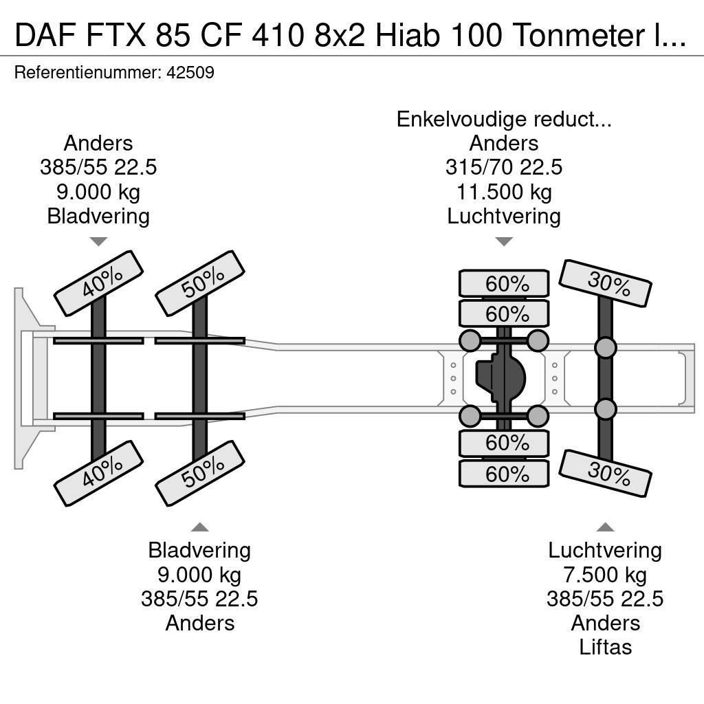 DAF FTX 85 CF 410 8x2 Hiab 100 Tonmeter laadkraan + Fl Traktorske jedinice