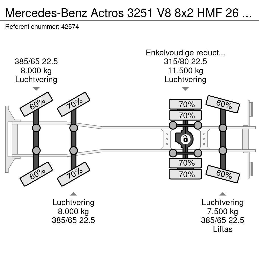 Mercedes-Benz Actros 3251 V8 8x2 HMF 26 Tonmeter laadkraan bouwj Rol kiper kamioni s kukama za dizanje