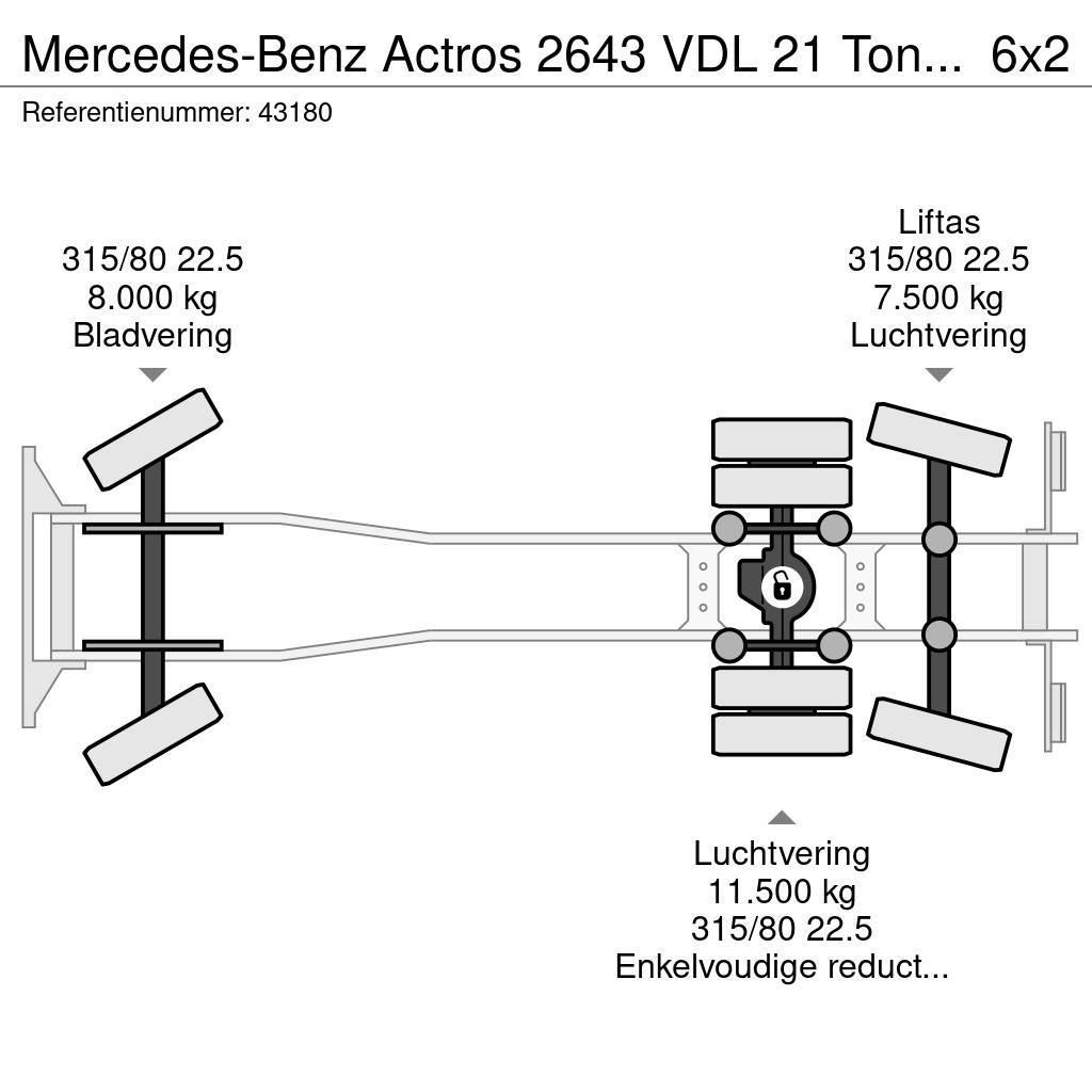 Mercedes-Benz Actros 2643 VDL 21 Ton haakarmsysteem Rol kiper kamioni s kukama za dizanje