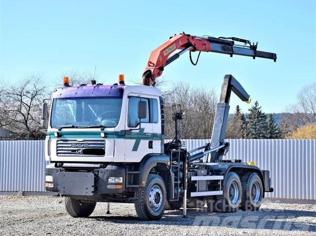 MAN TG 410 A* Abrollkipper + KRAN /6x4 Rol kiper kamioni s kukama za dizanje