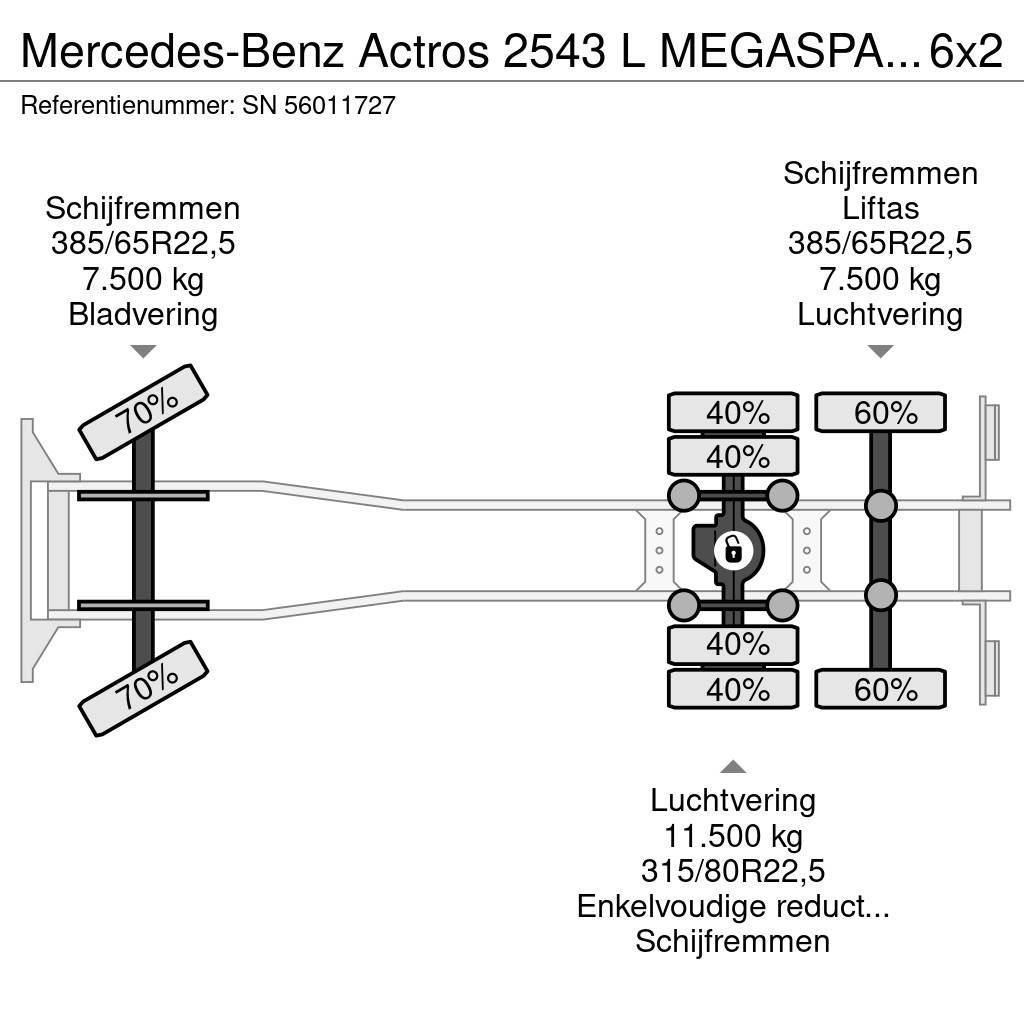 Mercedes-Benz Actros 2543 L MEGASPACE 6x2 MEILLER HOOK-ARM SYSTE Rol kiper kamioni s kukama za dizanje