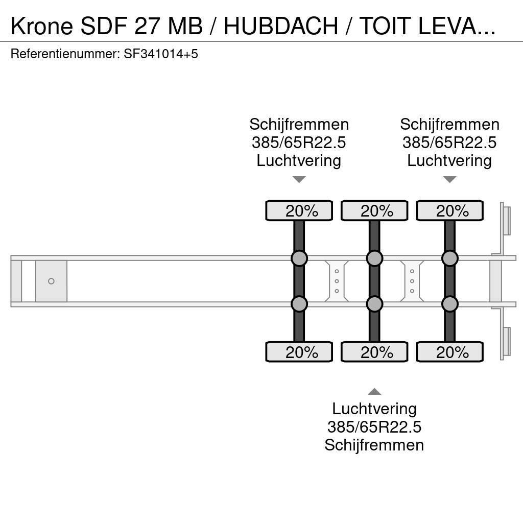 Krone SDF 27 MB / HUBDACH / TOIT LEVANT / HEFDAK / COILM Poluprikolice sa ceradom
