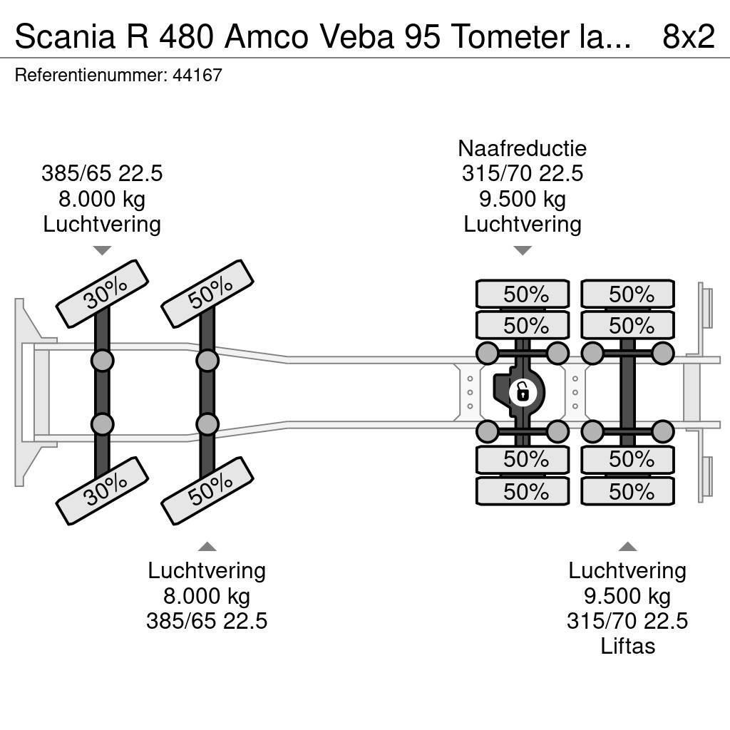 Scania R 480 Amco Veba 95 Tometer laadkraan + Fly-Jib Rabljene dizalice za težak teren