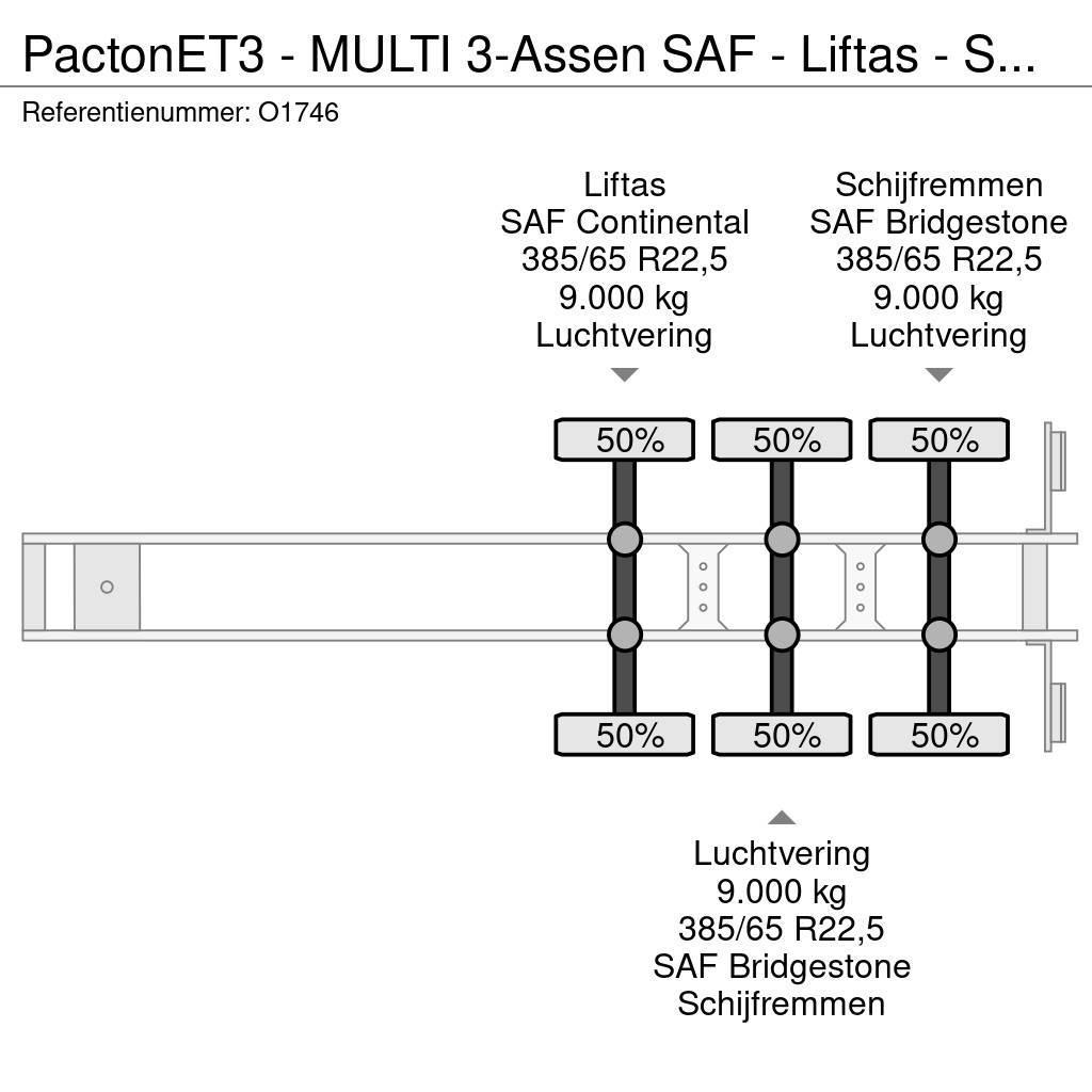Pacton ET3 - MULTI 3-Assen SAF - Liftas - Schijfremmen - Kontejnerske poluprikolice
