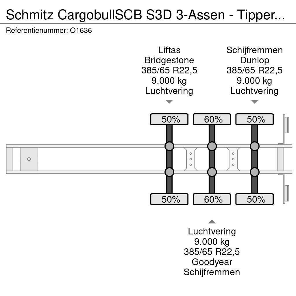 Schmitz Cargobull SCB S3D 3-Assen - Tipper 46m³ - Steel/Steel - Lift Kiper poluprikolice