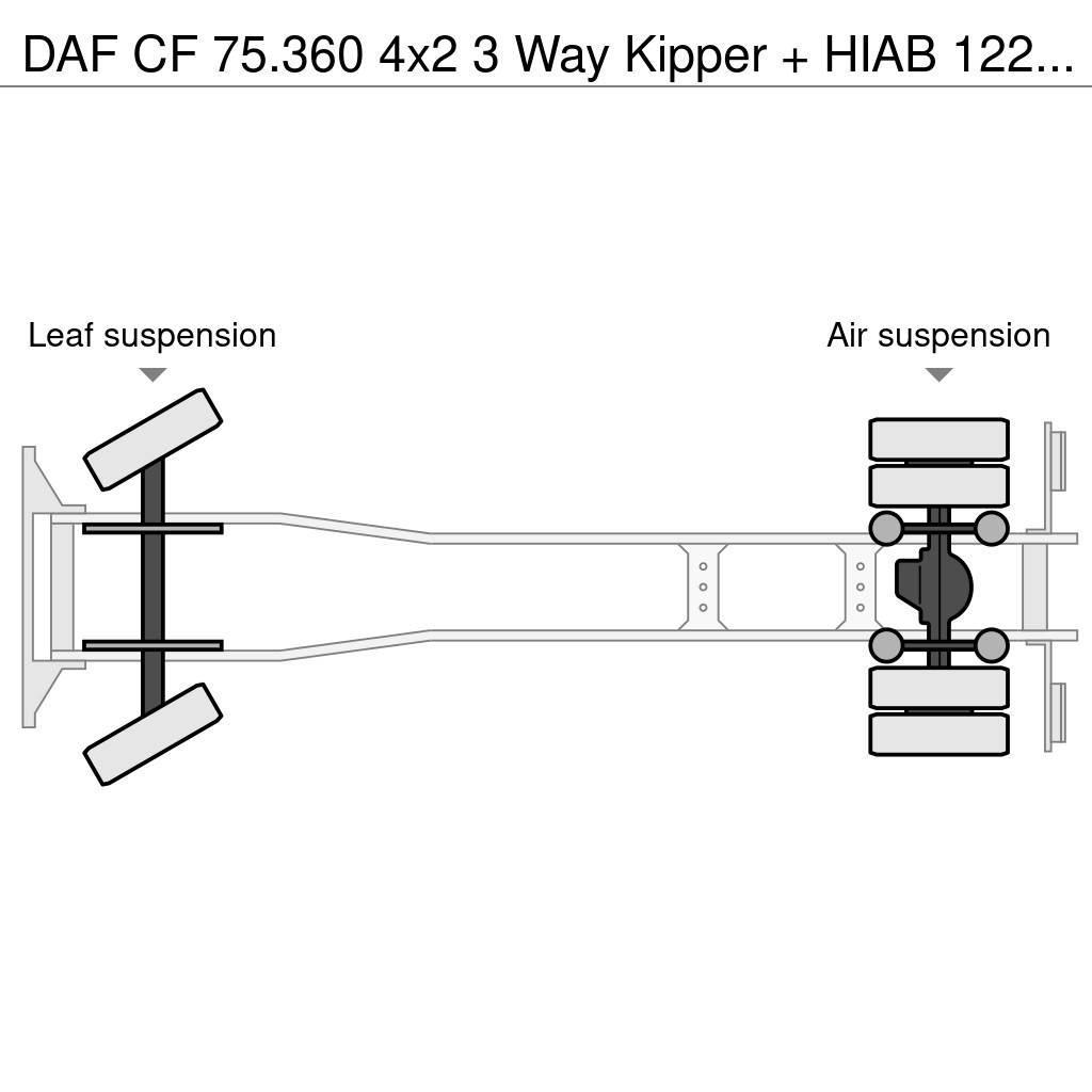 DAF CF 75.360 4x2 3 Way Kipper + HIAB 122 E-3 Hiduo Kiper kamioni