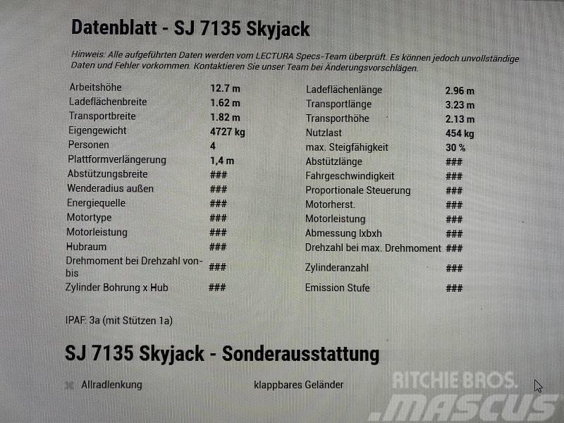 SkyJack SJ 7135 *12,7 Meter*Diesel*4x4* Škaraste platforme