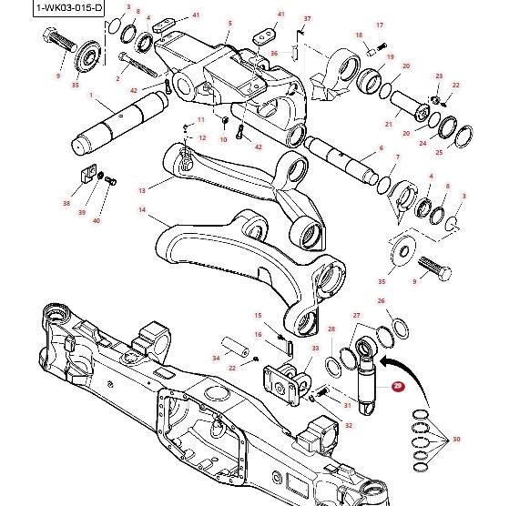 Massey Ferguson 8727 Front axle shock absorber cylinder 7700160101 Šasije I ovjese
