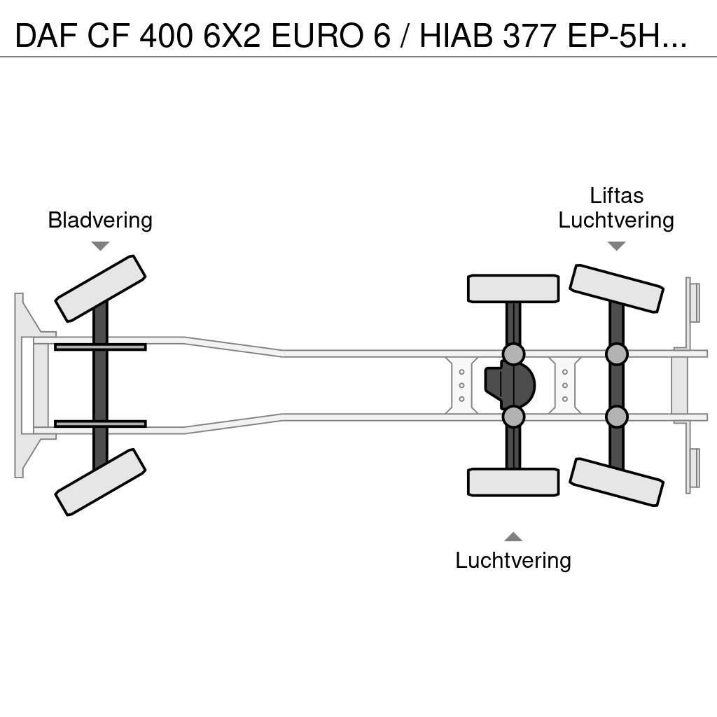DAF CF 400 6X2 EURO 6 / HIAB 377 EP-5HIPRO / 37 T/M KR Rabljene dizalice za težak teren