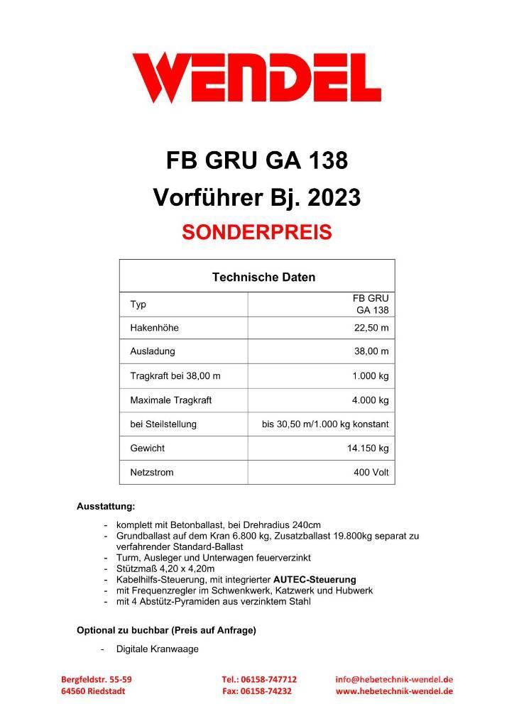 FB GRU GA 138 - Turmdrehkran - Baukran - Kran Toranjski kranovi